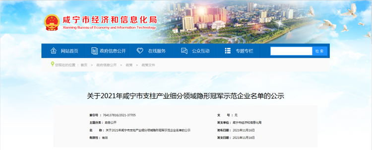 咸宁市经济和信息化局官网
